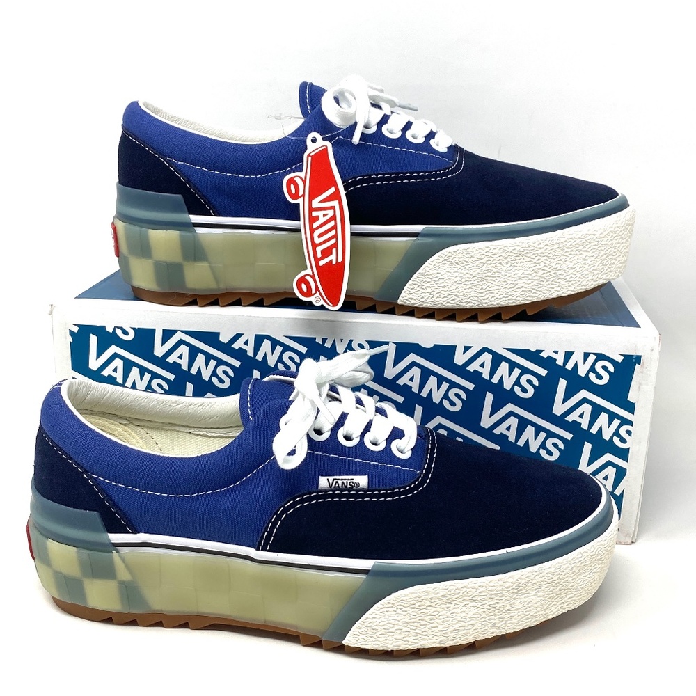 VANS Era Stacked LX Blue Women Low Top Suede Canvas Platform Shoes VN0A4U4CXA4